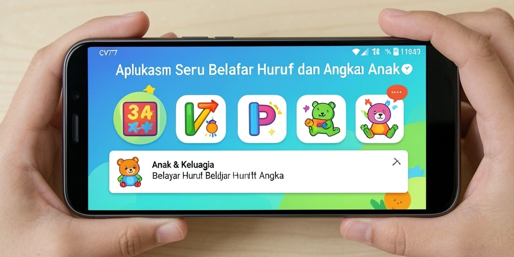 Tampilan interaktif yang menarik untuk belajar huruf dan angka.