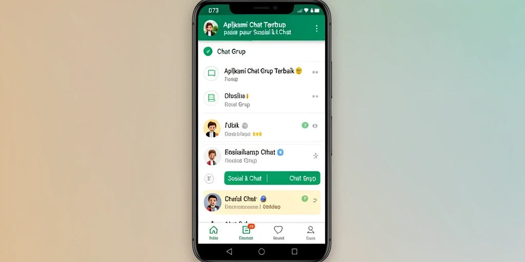Tampilan antarmuka D73 yang modern dan fungsional untuk Chat Grup.