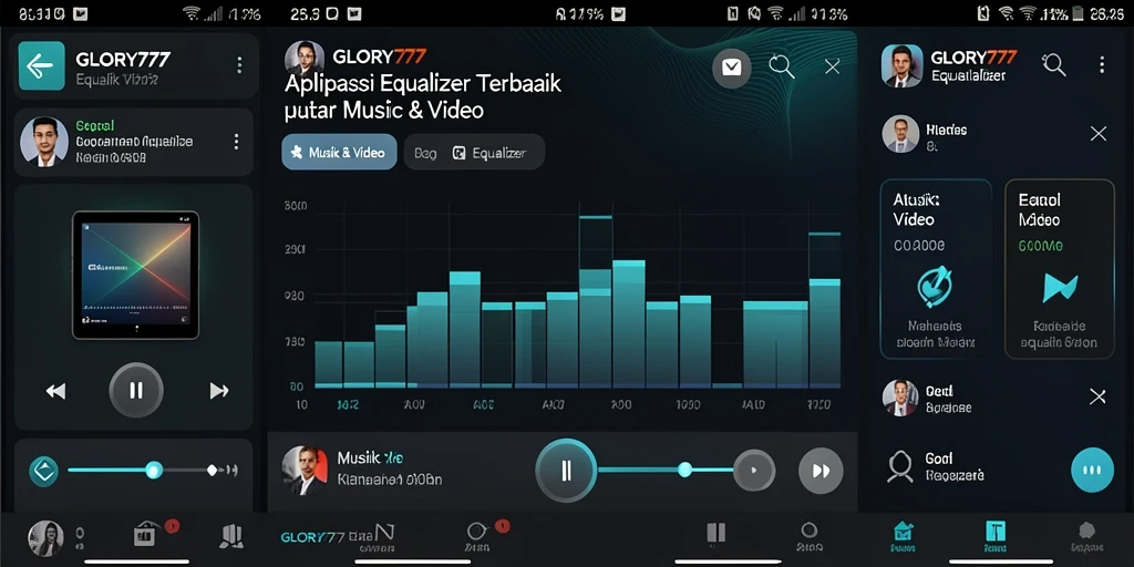 Tampilan antarmuka pengguna GLORY777 dengan fitur Equalizer yang lengkap.