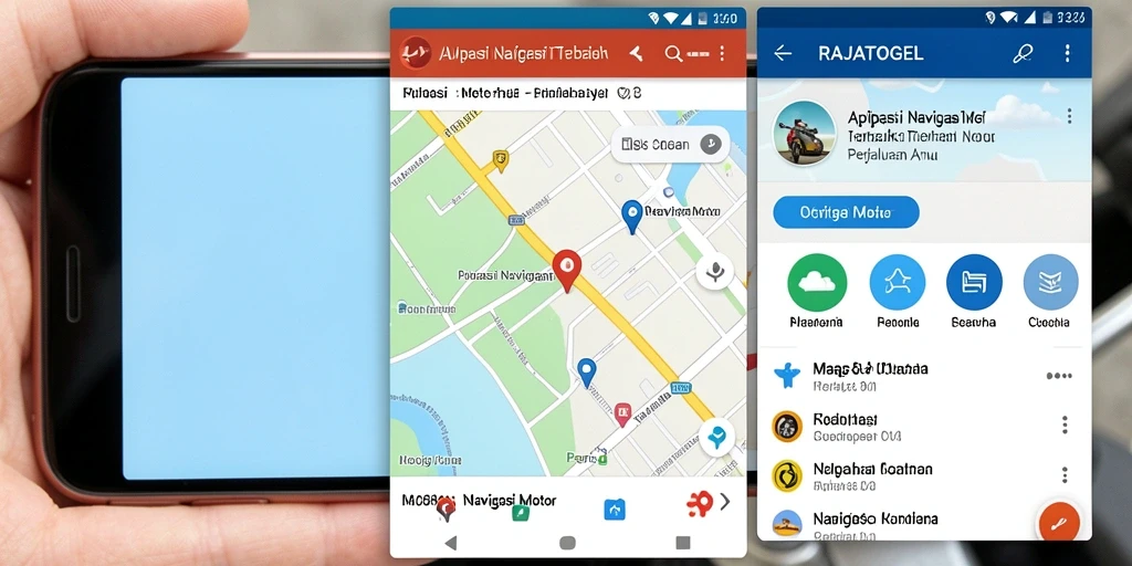 Tampilan antarmuka RAJATOGEL saat menampilkan rute Navigasi Motor.